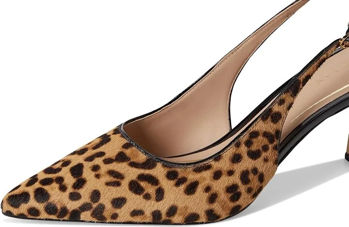 Cole Haan Hansell Sling Back Pumps High Women's Heels Leopard Print Hair Calf : 6 B - Medium, Leather - Image 7