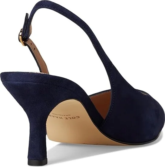 Cole Haan Hansell Sling Back Pumps High Women's Heels Midnight Moon Suede : 6 B - Medium, Leather - Image 4