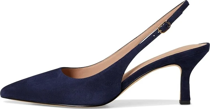 Cole Haan Hansell Sling Back Pumps High Women's Heels Midnight Moon Suede : 6 B - Medium, Leather - Image 6
