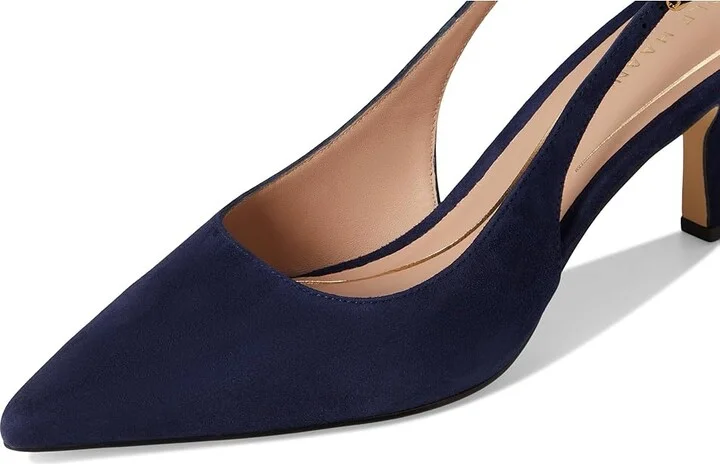 Cole Haan Hansell Sling Back Pumps High Women's Heels Midnight Moon Suede : 6 B - Medium, Leather - Image 7