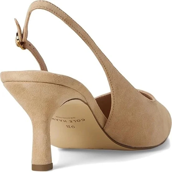 Cole Haan Hansell Sling Back Pumps High Women's Heels Tuscan Sand Suede : 6.5 B - Medium, Leather - Image 4