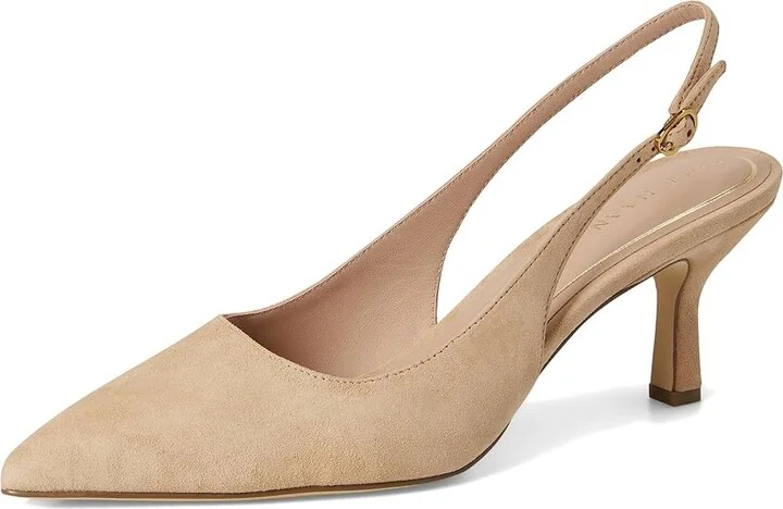Cole Haan Hansell Sling Back Pumps High Women's Heels Tuscan Sand Suede : 6.5 B - Medium, Leather - Image 5