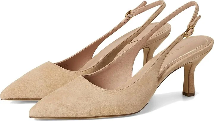 Cole Haan Hansell Sling Back Pumps High Women's Heels Tuscan Sand Suede : 6.5 B - Medium, Leather