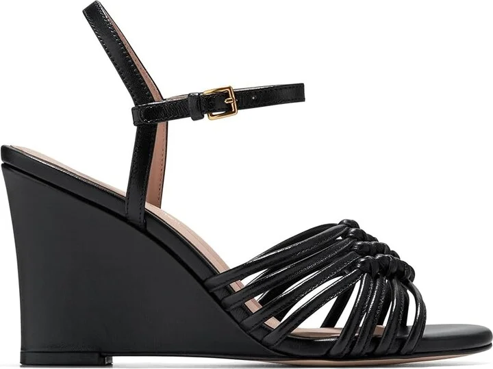 Cole Haan Jitney Knot Wedge Women's Sandals Black Leather : 11 B - Medium - Image 7