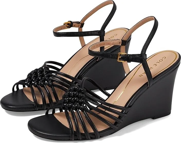Cole Haan Jitney Knot Wedge Women's Sandals Black Leather : 11 B - Medium
