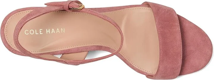 Cole Haan Josie Block Heel Sandal (65 Mm) Women's Dress Sandals Rouge Suede : 8.5 B - Medium, Leather - Image 2