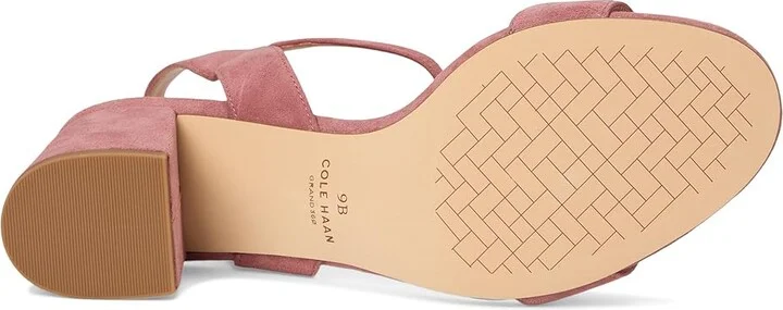 Cole Haan Josie Block Heel Sandal (65 Mm) Women's Dress Sandals Rouge Suede : 8.5 B - Medium, Leather - Image 3