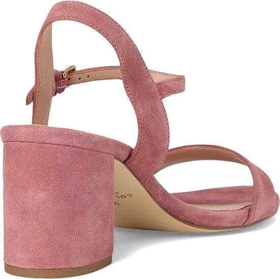Cole Haan Josie Block Heel Sandal (65 Mm) Women's Dress Sandals Rouge Suede : 8.5 B - Medium, Leather - Image 4