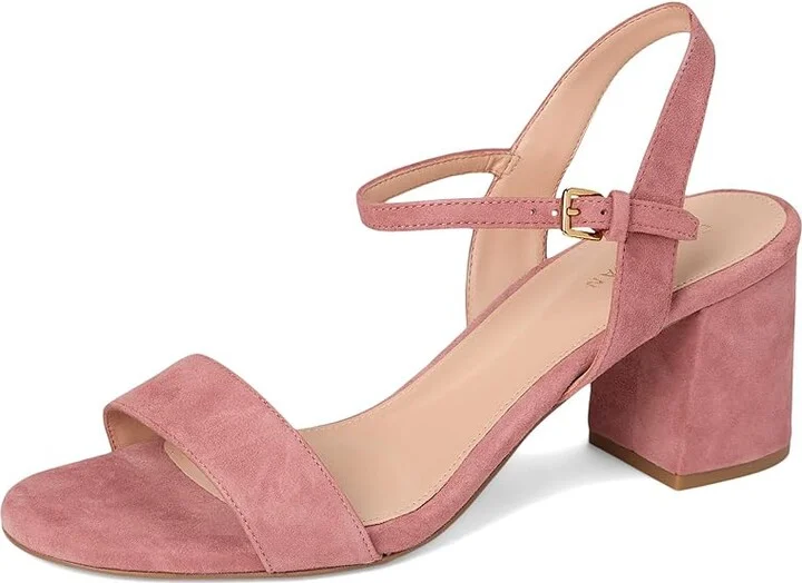 Cole Haan Josie Block Heel Sandal (65 Mm) Women's Dress Sandals Rouge Suede : 8.5 B - Medium, Leather - Image 5