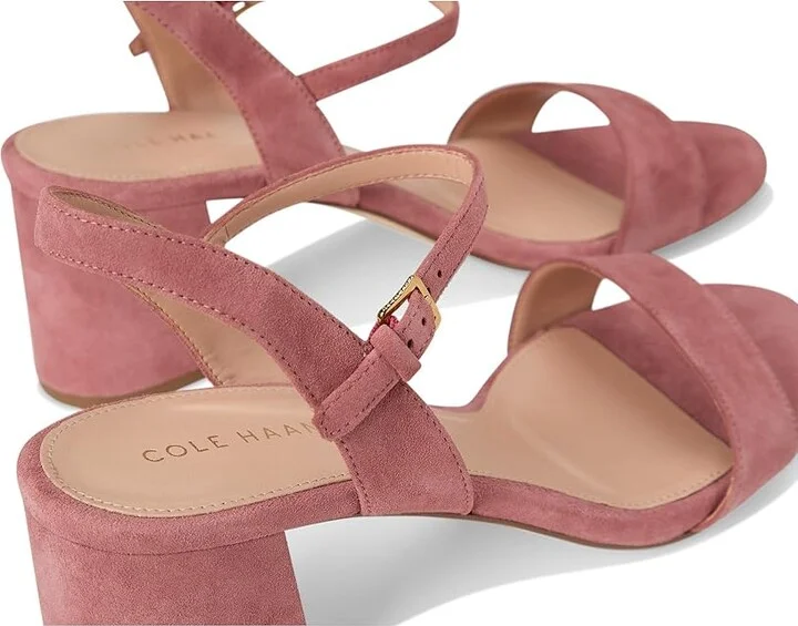 Cole Haan Josie Block Heel Sandal (65 Mm) Women's Dress Sandals Rouge Suede : 8.5 B - Medium, Leather - Image 7