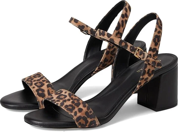 Cole Haan Josie Block Heel Sandals (65mm) Women's Sandals Leopard Print Suede : 10 B - Medium, Leather