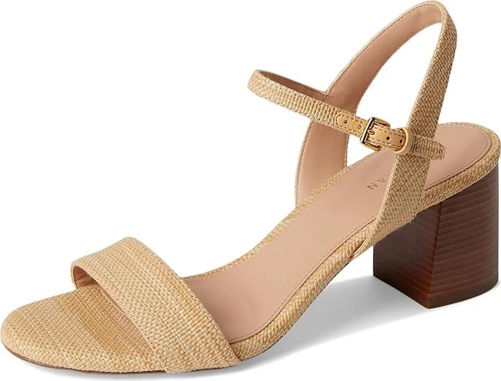 Cole Haan Josie Block Heel Sandals (65mm) Women's Sandals Raffia : 9.5 B - Medium, Leather - Image 5