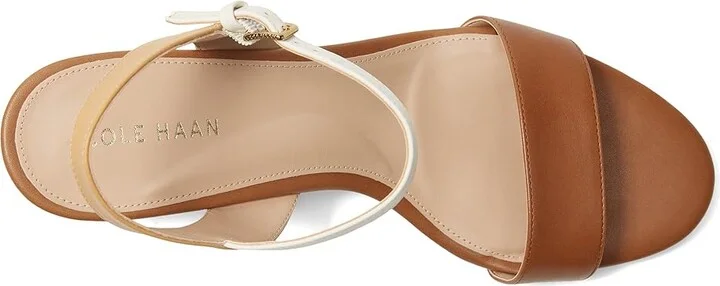 Cole Haan Josie Block Heel Sandals 65mm Women's Shoes British Tan Leather : 9.5 B - Medium, Rubber - Image 2