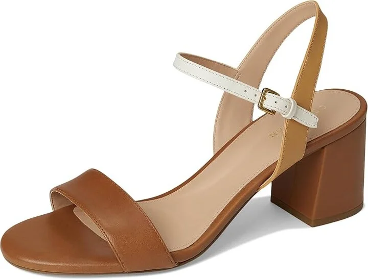Cole Haan Josie Block Heel Sandals 65mm Women's Shoes British Tan Leather : 9.5 B - Medium, Rubber - Image 5