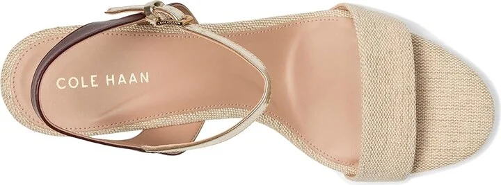 Cole Haan Josie Block Heel Sandals 65mm Women's Shoes Canvas/Bloodstone Leather/Soft Gold Specchio : 8.5 B - Medium, Rubber - Image 2