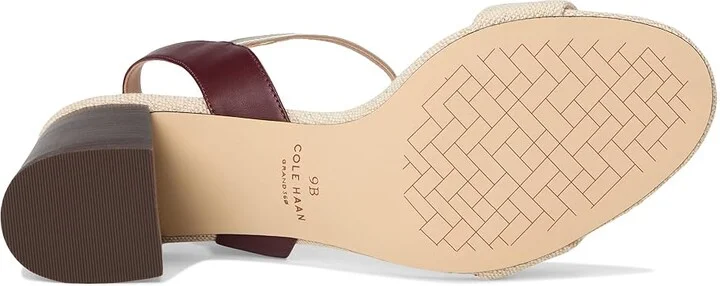 Cole Haan Josie Block Heel Sandals 65mm Women's Shoes Canvas/Bloodstone Leather/Soft Gold Specchio : 8.5 B - Medium, Rubber - Image 3