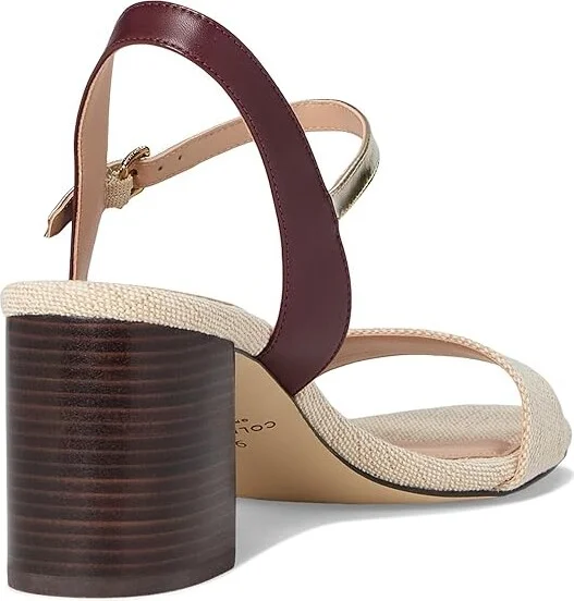 Cole Haan Josie Block Heel Sandals 65mm Women's Shoes Canvas/Bloodstone Leather/Soft Gold Specchio : 8.5 B - Medium, Rubber - Image 4