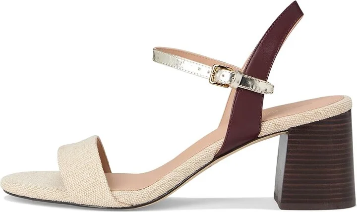Cole Haan Josie Block Heel Sandals 65mm Women's Shoes Canvas/Bloodstone Leather/Soft Gold Specchio : 8.5 B - Medium, Rubber - Image 6