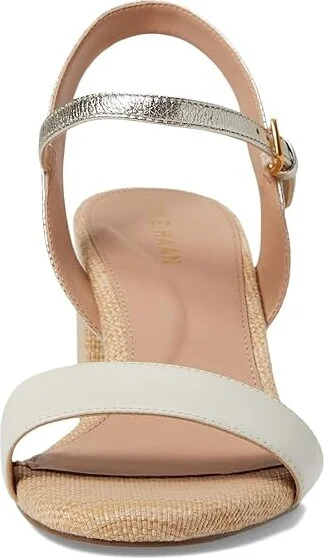 Cole Haan Josie Block Heel Sandals 65mm Women's Shoes Ivory/Soft Gold Leather/Natural Woven : 8.5 B - Medium - Image 2