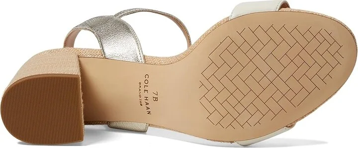 Cole Haan Josie Block Heel Sandals 65mm Women's Shoes Ivory/Soft Gold Leather/Natural Woven : 8.5 B - Medium - Image 3