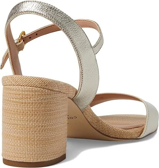 Cole Haan Josie Block Heel Sandals 65mm Women's Shoes Ivory/Soft Gold Leather/Natural Woven : 8.5 B - Medium - Image 4