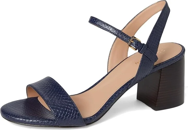 Cole Haan Josie Block Heel Sandals 65mm Women's Shoes Midnight/Snake Print : 8 B - Medium, Leather - Image 5