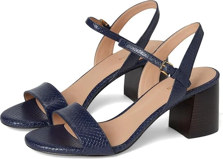 Cole Haan Josie Block Heel Sandals 65mm Women's Shoes Midnight/Snake Print : 8 B - Medium, Leather