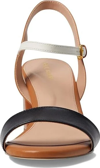 Cole Haan Josie Block Heel Sandals 65mm Women's Shoes Pecan/Ivory/Black Leather : 10 B - Medium - Image 2