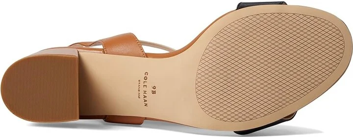 Cole Haan Josie Block Heel Sandals 65mm Women's Shoes Pecan/Ivory/Black Leather : 10 B - Medium - Image 3