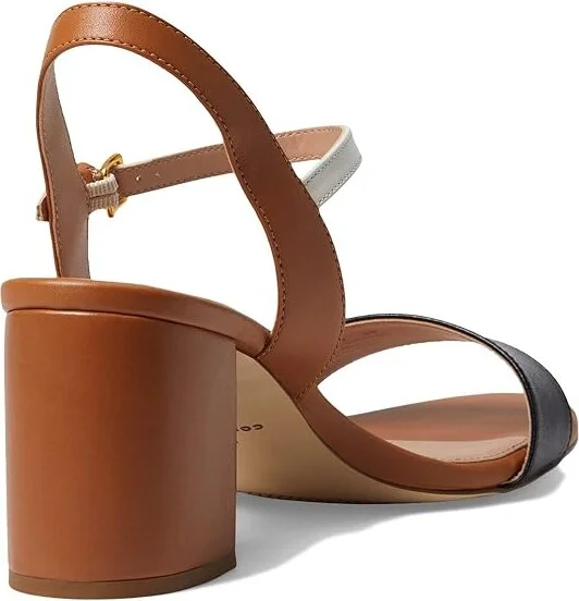 Cole Haan Josie Block Heel Sandals 65mm Women's Shoes Pecan/Ivory/Black Leather : 10 B - Medium - Image 4