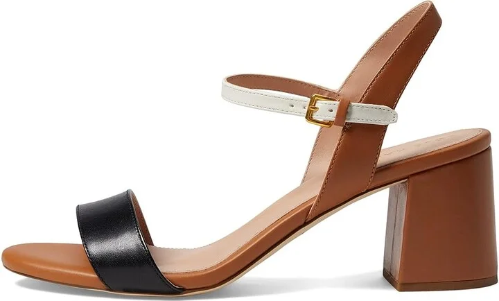Cole Haan Josie Block Heel Sandals 65mm Women's Shoes Pecan/Ivory/Black Leather : 10 B - Medium - Image 5
