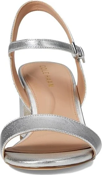 Cole Haan Josie Block Heel Sandals 65mm Women's Shoes Silver Leather : 10 B - Medium - Image 2
