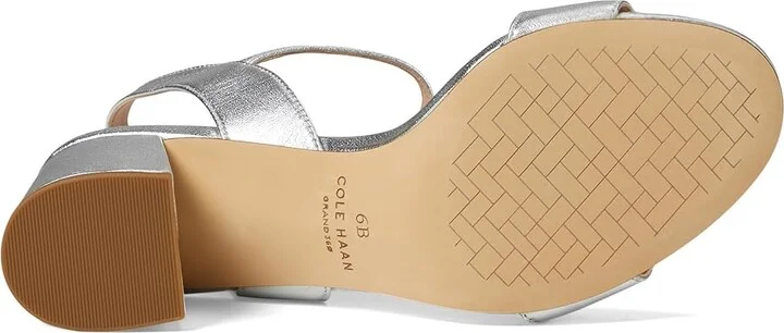 Cole Haan Josie Block Heel Sandals 65mm Women's Shoes Silver Leather : 10 B - Medium - Image 3
