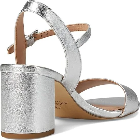 Cole Haan Josie Block Heel Sandals 65mm Women's Shoes Silver Leather : 10 B - Medium - Image 4