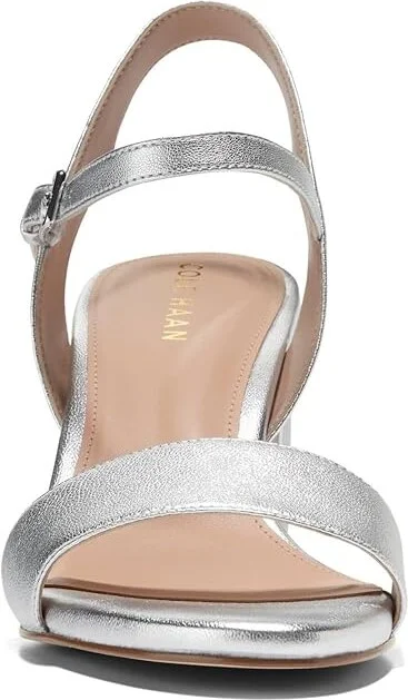Cole Haan Josie Block Heel Sandals 65mm Women's Shoes Silver Leather : 10 B - Medium - Image 5