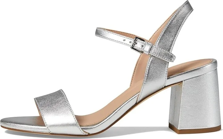 Cole Haan Josie Block Heel Sandals 65mm Women's Shoes Silver Leather : 10 B - Medium - Image 6