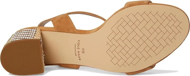 Cole Haan Josie Block Heel Sandals 65mm Women's Shoes Striped Raffia/Biscuit Leather : 10.5 B - Medium - Image 3