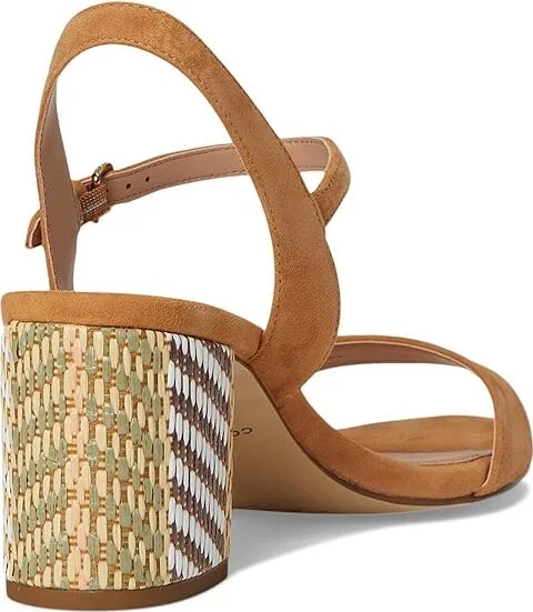 Cole Haan Josie Block Heel Sandals 65mm Women's Shoes Striped Raffia/Biscuit Leather : 10.5 B - Medium - Image 4