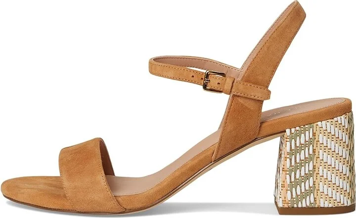 Cole Haan Josie Block Heel Sandals 65mm Women's Shoes Striped Raffia/Biscuit Leather : 10.5 B - Medium - Image 6