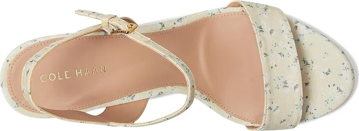 Cole Haan Josie Block Heel Sandals 65mm Women's Shoes Vanilla Custard Floral Print Textile : 6 B - Medium, Leather - Image 2