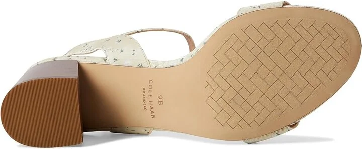 Cole Haan Josie Block Heel Sandals 65mm Women's Shoes Vanilla Custard Floral Print Textile : 6 B - Medium, Leather - Image 3
