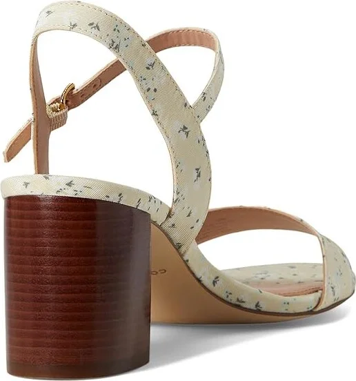 Cole Haan Josie Block Heel Sandals 65mm Women's Shoes Vanilla Custard Floral Print Textile : 6 B - Medium, Leather - Image 4