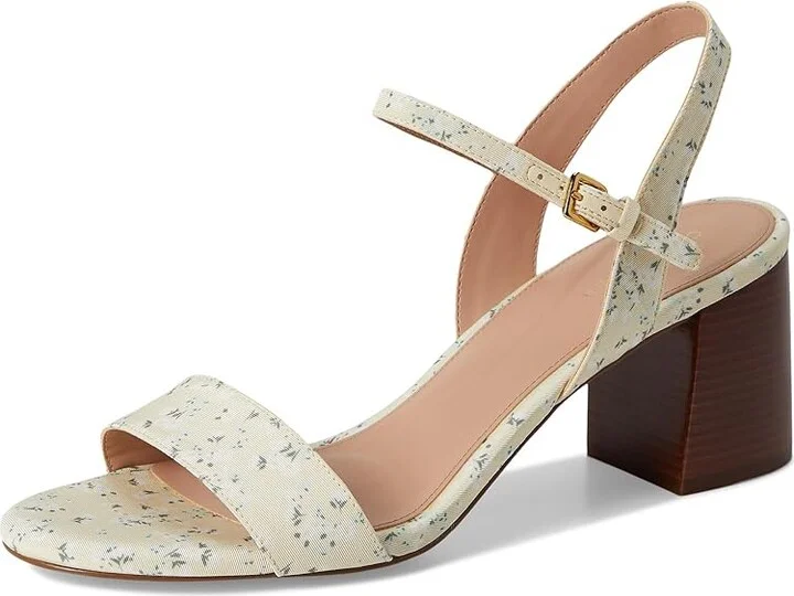 Cole Haan Josie Block Heel Sandals 65mm Women's Shoes Vanilla Custard Floral Print Textile : 6 B - Medium, Leather - Image 5