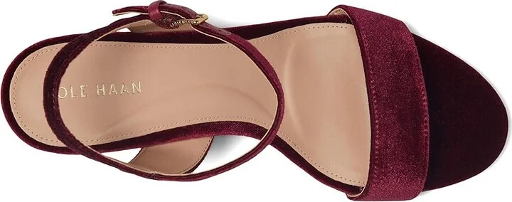 Cole Haan Josie Block Heel Sandals 65mm Women's Shoes Wine Velvet : 5.5 B - Medium, Rubber - Image 2