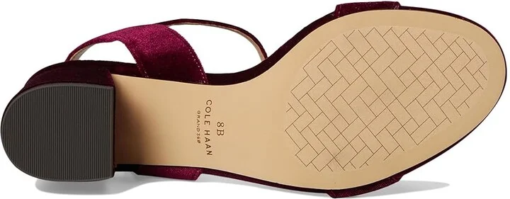 Cole Haan Josie Block Heel Sandals 65mm Women's Shoes Wine Velvet : 5.5 B - Medium, Rubber - Image 3