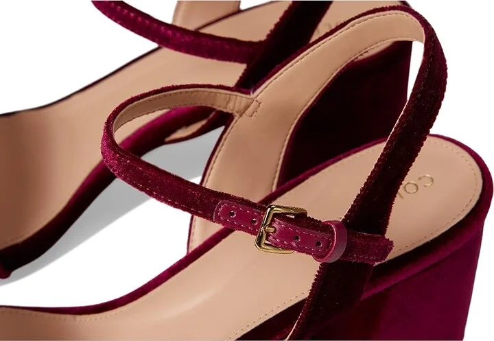 Cole Haan Josie Block Heel Sandals 65mm Women's Shoes Wine Velvet : 5.5 B - Medium, Rubber - Image 7