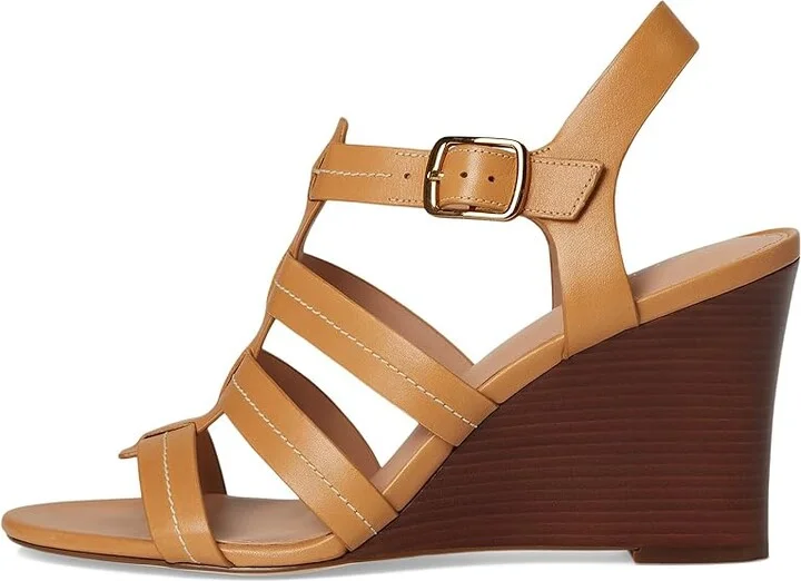 Cole Haan Josie Fisherman Wedge Sandals Women's Sandals Biscuit Leather : 7 B - Medium, Leather/Rubber - Image 6