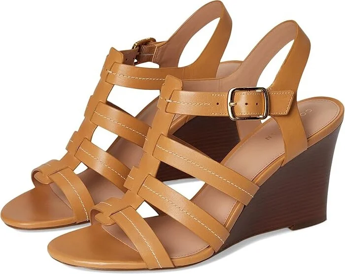 Cole Haan Josie Fisherman Wedge Sandals Women's Sandals Biscuit Leather : 7 B - Medium, Leather/Rubber