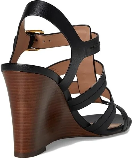 Cole Haan Josie Fisherman Wedge Sandals Women's Sandals Black Leather : 5.5 B - Medium, Leather/Rubber - Image 4