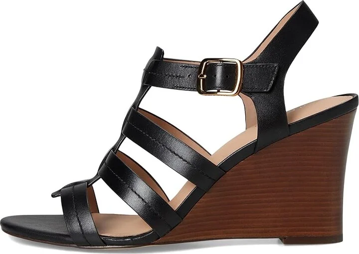 Cole Haan Josie Fisherman Wedge Sandals Women's Sandals Black Leather : 5.5 B - Medium, Leather/Rubber - Image 6